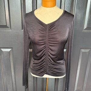 NWT ANTHROPOLOGIE black ruched front mock neck top size L